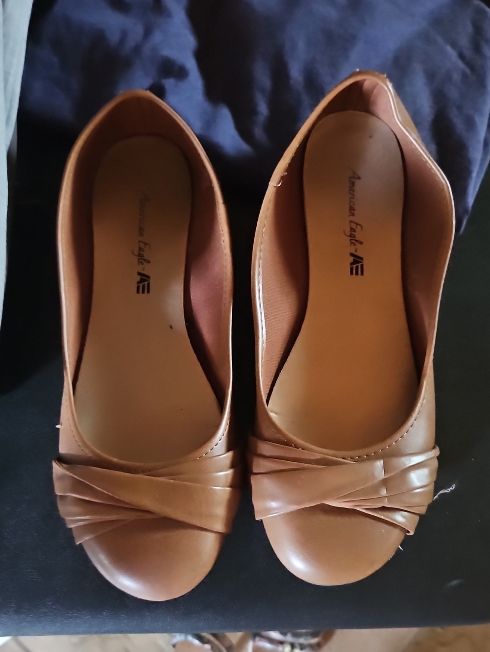 American Eagle Outfitters Cognac Brown Twisted Toe Ballet Flats